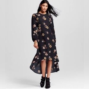 Who What Wear Black Floral High-Low Dress
